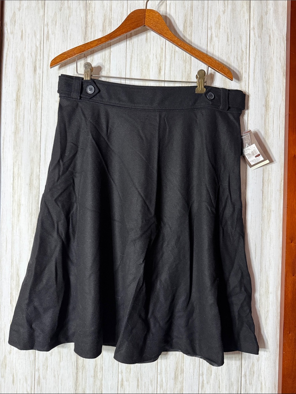 Merona Black A-Line Skirt with Button-Trim Waistband